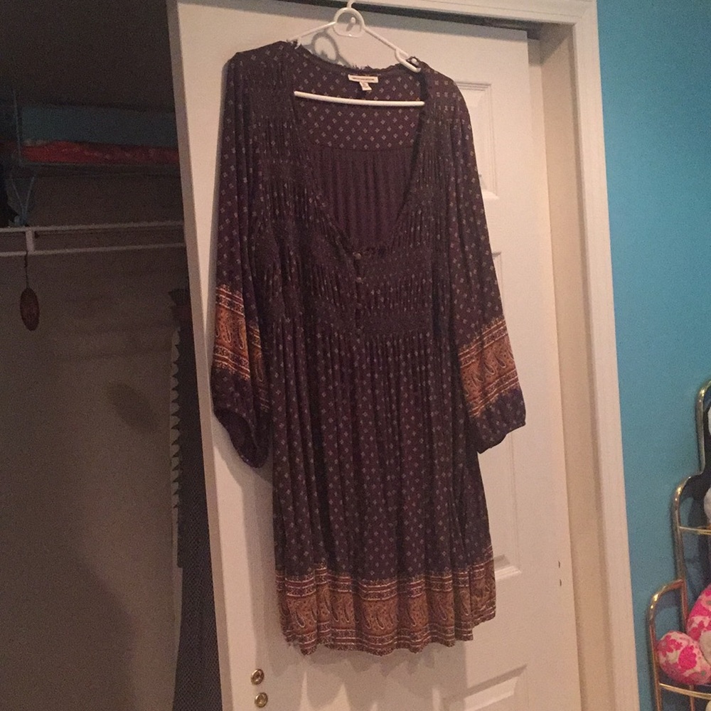 AMERICAN EAGLE BROWN PEASANT DRESS